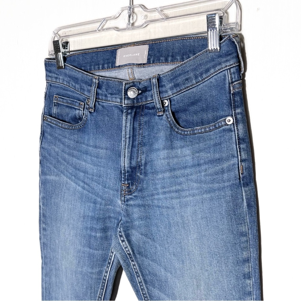 Everlane Distressed Medium Wash Mid Rise Ankle Skinny Jeans - Picture 5 of 11